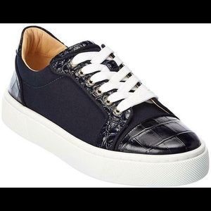 Christian Louboutin Navy Vieirissima Mock-croc Court Leather sneakers